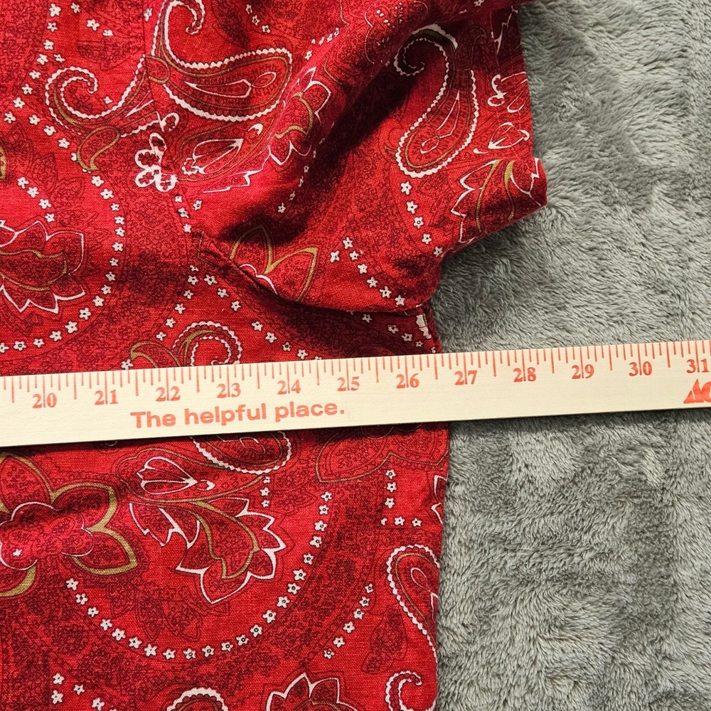 VTG Erika Red Paisley Linen Blend Button Front Top Short Sleeve Plus Size 2X - Picture 4 of 5